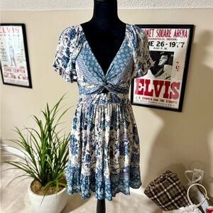 Angie Blue and White Floral Mini Dress
